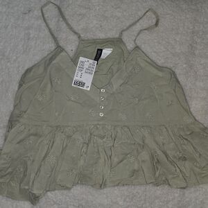H&M Olive Embroidered Camisole